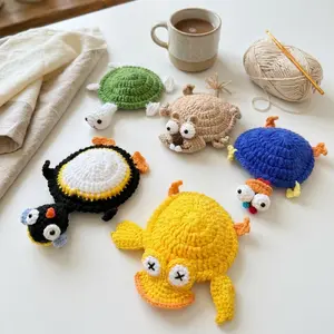 Animal Crochet Coasters, Handmade Mug Rugs, Funny Drink Coasters, Coffee Table Decor, Desk Decor, Unique Gift Idea