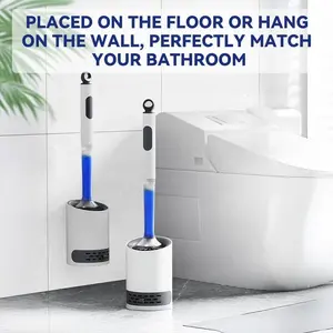 Detergent Refillable Toilet Brush Wall-Mounted Long Handle Silicone TPR Brush for Corner Cleaning Tools Bathroom Accessories