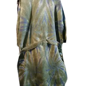 One Size Fits Most Earthy Tiedye Bathrobe O275 Loungewear Nightwear Comfort Long Sleeve