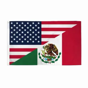 México & Usa Flag 3 x 5 Feet Durable 2-ply Polyester for Outdoor Use Vibrant Colors Perfect for National Celebrations
