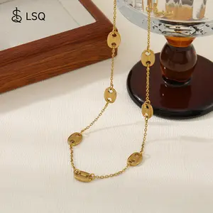 Unique design, adjustable and stackable long necklace for ladies, pig nose, trendy custom length for women, bold statement jewelry, cute holiday gift Matelasse Chain