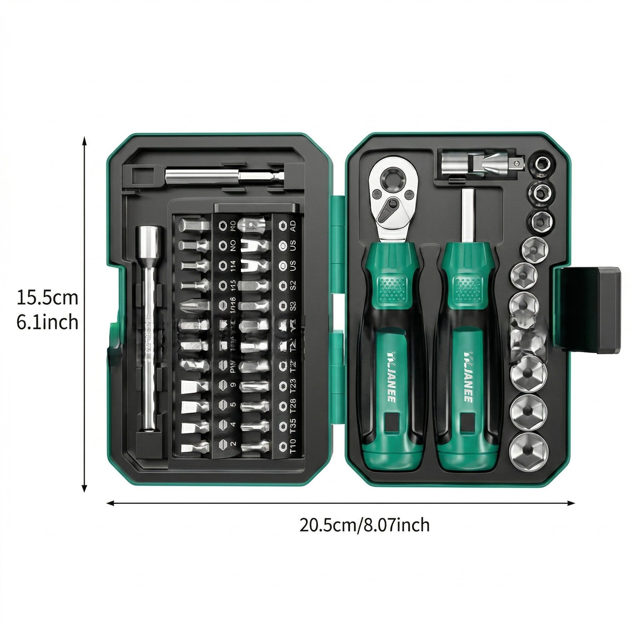40-Piece All-in-One Socket & Screwdriver Bit Set, High-Torque Ratchet Wrench Tool Kit for Home, Garage, Auto Repair Magnetic Rotary car Removal Portable