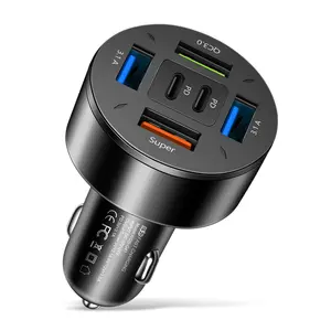 66W Multi-Port USB C Car Charger Adapter, PD&QC3.0 Super Fast Charger Cigarette Lighter Plug Adapter for iPhone/Android/Samsung/iPad Pro and More