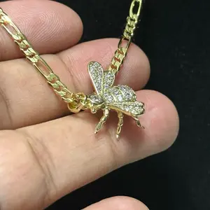 Sparkling Bee Pendant Necklace Gold-Plated with Clear Cubic Zirconia Stones Nature-Inspired Design Lightweight Comfortable Chain Included Perfect Gift for Bee Lovers jewelry