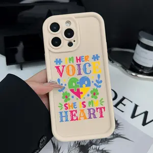 Phone Case for iPhone 17 Promax 16 Plus 15 14 13 12 11 Xs Xsmax 7/8Plus Caring for Autism Pattern Pocket-Friendly Shockproof Silicone Protective SoftCase.QXB699.designer,case Protector Cover