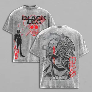 Sanji Vinsmoke T-Shirt – One Piece Vintage Washed Oversized Tee, Double Printed Heavy Cotton Unisex Anime Streetwear Gift for Fans