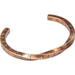 Stainless Steel Viking Twist Bracelet Nordic Runes Copper Adjustable Bangle for Men Women