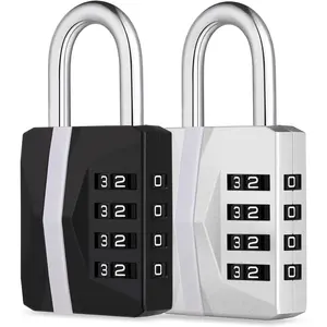 Gym Lock, Combination Lock Outdoor Weatherproof, [2023 Upgraded] Easy to Read 4 Digit Combo Lock with Big White Code, Heavy Duty Padlock for Locker, Gate Locks (2 Pack, Black and )