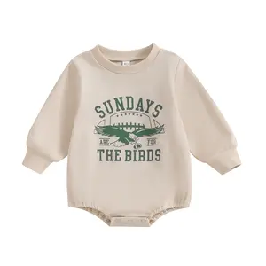 Ma&Baby Football Baby Boy Girl Outfit Sundays Are for The Birds Sweatshirt Romper Oversized Long Sleeve Bubble Onesie 0-18 Months