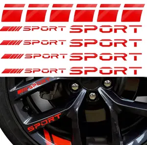 Pincuttee 14pcs Car Decal Stickers Wheel Rim Sport Logo Reflective Emblem Rear Bumper Rear Mirror Decals for All Vehicles Red 14PCS