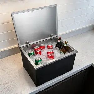 20 Inch Drop-In Ice Chest Cooler, 107.5L Stainless Steel Insulated Ice Bin with Lid and Drain for Outdoor Kitchen, Patio, BBQ and Bar