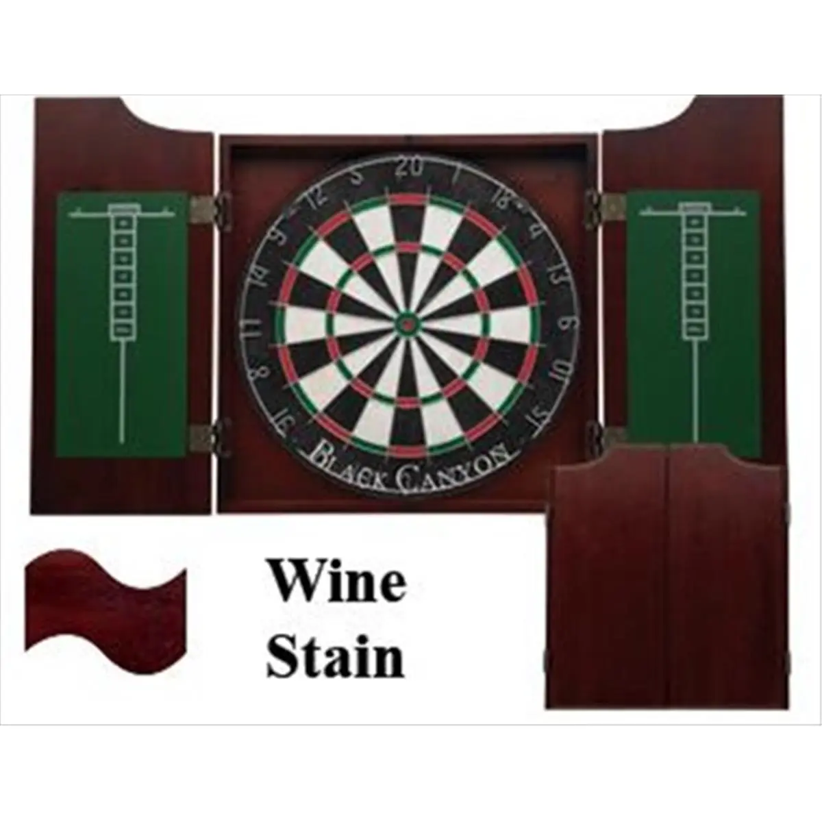 212 MAIN Dart Cabinet - Wine Stained MDF Engineered Pine Wood with Decorative Routing, Built-In Scoreboards, Scoreboard Doors, Fits Official Size Dartboards, Engineered Wood, Fits Dartboards, 18.5 W X 18.5 H X 2 D In, Mdf Wood, Finger-Mitered Joints