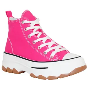 TRENDSup Women High Top Fashion Sneakers with Lace Up and Side Sipper Close easy on and off Footwear