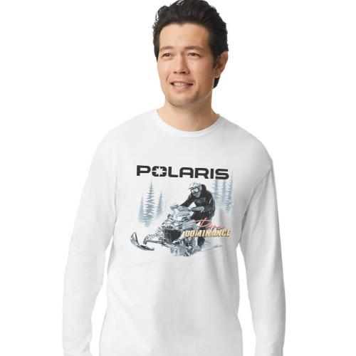 Polaris Snowmobile Long Sleeve Tee Fabric Classic  Breathable Tops Soft Collar Crewneck Print Menswear Day
