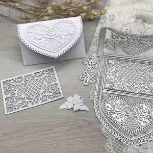 Metal Cutting Dies for Lace Envelope Decoration, Album Making and Paper Craft Creation, Includes Punch Tool and Template