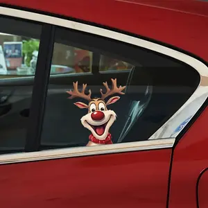 3pcs Christmas Holiday Reindeer Car Window Decal, Durable PVC Material, Joyful Elk Design for Vehicle Side Window and Bumper Decoration