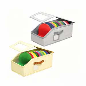 Stackable Hat Storage Box – Holds 24 Baseball Caps, Durable Cardboard Organizer with Clear PVC Window, Dual Zippers, Easy Access, Wardrobe & Closet Storage