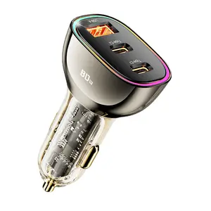 3 Ports USB C Car Charger 80W, PD3.0 & QC3.0 Type C Car Charger Cigarette Lighter USB Charger for iPhone/Samsung Galaxy 22/Google Pixel and More
