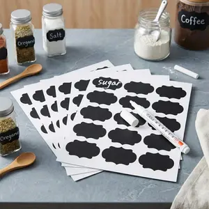 Waterproof Removable Chalkboard Labels - Reusable Writable Self Adhesive Stickers, Sticky Labels for Kitchen Organization, Glass Jars, DIY Crafts, Kids' Tags, Office Storage, Meal Planners, Spice Bottle Markers, Gift Wrapping, and more!
