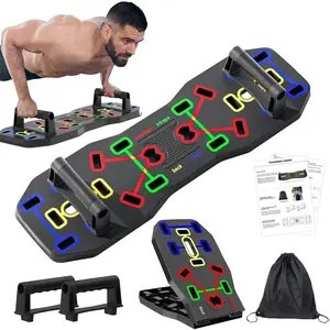 Push Up Board, Foldable 10 in 1 Push Up Bar with Resistance Bands,Portable Multi-Function Push up Handles for Floor,Professional Push Up Strength Training Equipment