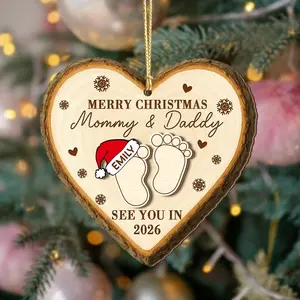 [XMAS GIFT] Personalized Expecting Parents Ornament, Pregnancy Announcement Ornament, Baby Reveal Ornament, Expecting Couple Gift, Mom & Dad To Be Christmas Ornament