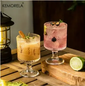 8pcs, Hobnail Drinking Glasses, Vintage Water Goblets Glassware, 8oz Hobnail Goblets Set, Elegant Water Goblets, Beverage Stemmed Glass Cups, Romantic Mixed Drink Glasses For Party