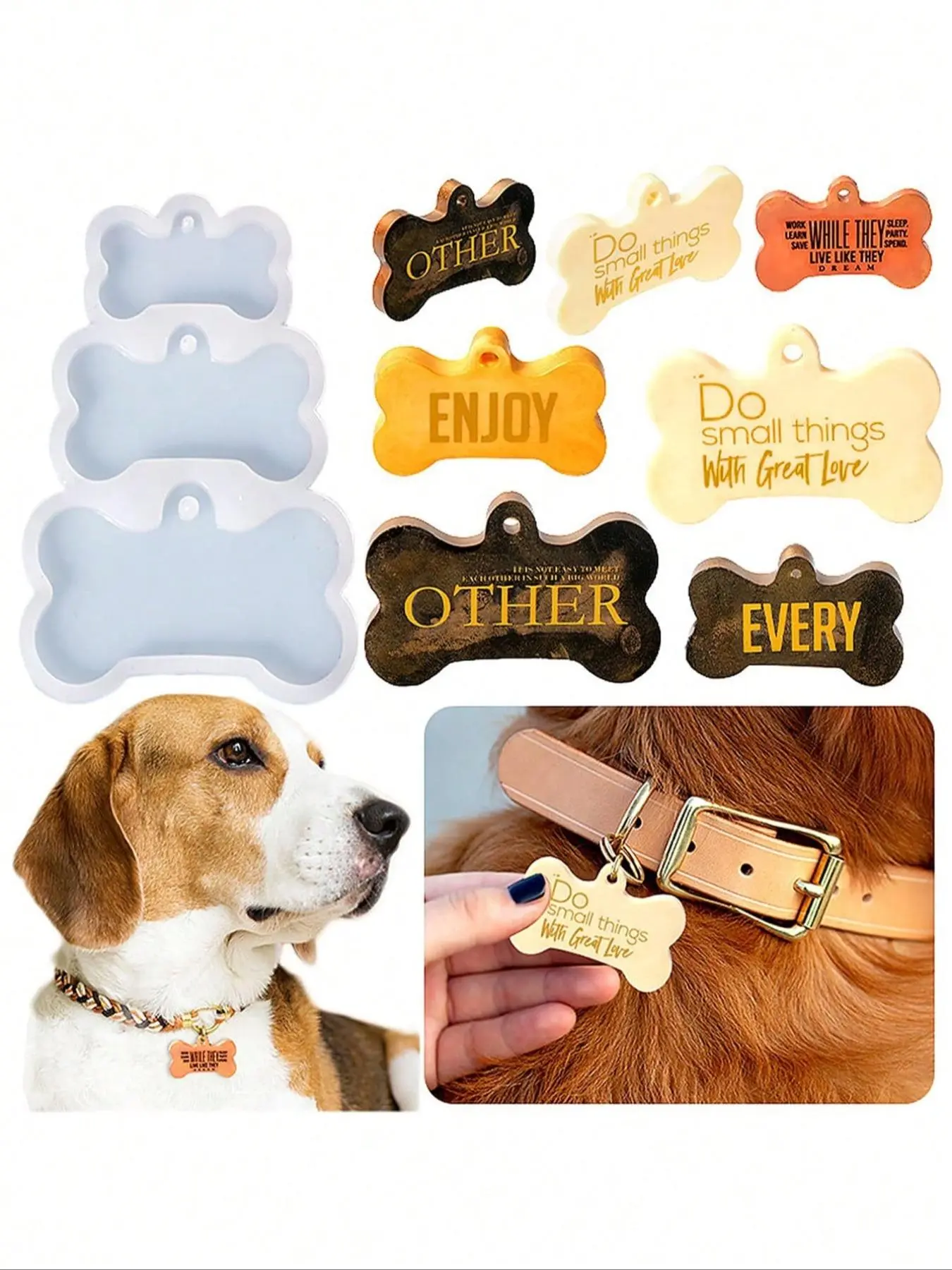 1Pcs DIY Dog Tag Pendant Bone Shaped Silicone Mould Shaped Crafts Keychain Pendant Making Tools Epoxy Resin Mold Jewelry Making Tool Crafting Epoxy Resin Friendly DIY Jewelry Accessories
