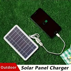 1pc Outdoor Waterproof Solar USB Charger for Travel and Camping - Portable Solar Panel for Mobile Power, Phone Charging, Flashlight, and Fan