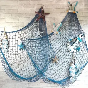 Natural Fish Net Decor 79x39" Nautical Theme Wall Hanging, Summer Beach Style Home Decoration, Indoor & Outdoor Use