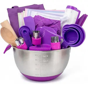 Kids Baking Set–Real Cooking Set for Kids with Kids Cooking Utensils & Kitchen Accessories, Measuring Tools & Baking Supplies,Great Gift for Pretend Play & Montessori Learning (Purple)