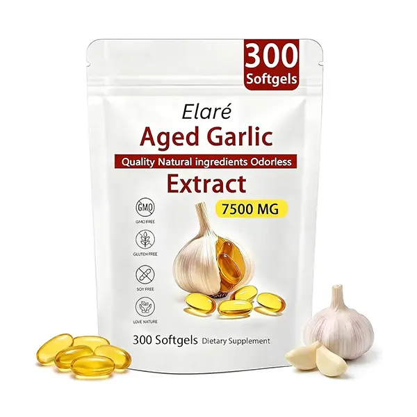 Aged Garlic Extract Capsules, Odorless Organic Garlic Supplement for Heart, Immune & Antioxidant Support, Vegetarian, Non-GMO, 300 Softgels