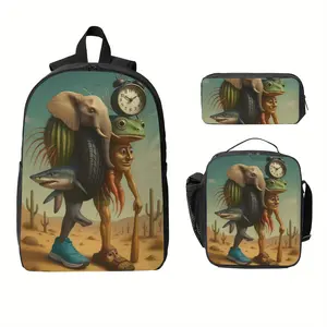 Brain Rot Meme Italian Brainrot Backpack Schoolbag Pencil Case Bun Three-Piece Suit Design