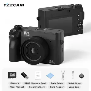 5K Ultra HD 75MP dual front and rear cameras, comes with a 32GB TF memory card, supports Wi-Fi transfer to smartphones, features a 3-inch color screen, 18x zoom, beauty and face-slimming modes with an LED fill light—the perfect gift for students