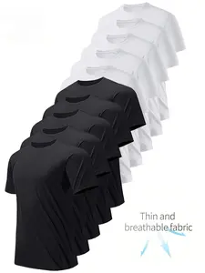 Men's Quick-Dry Sports Fitness T-Shirts, Solid Color Short Sleeve, Round Neck, Lightweight Comfortable Summer Wear, Gym Running Basketball, Thin And Breathable Fabric