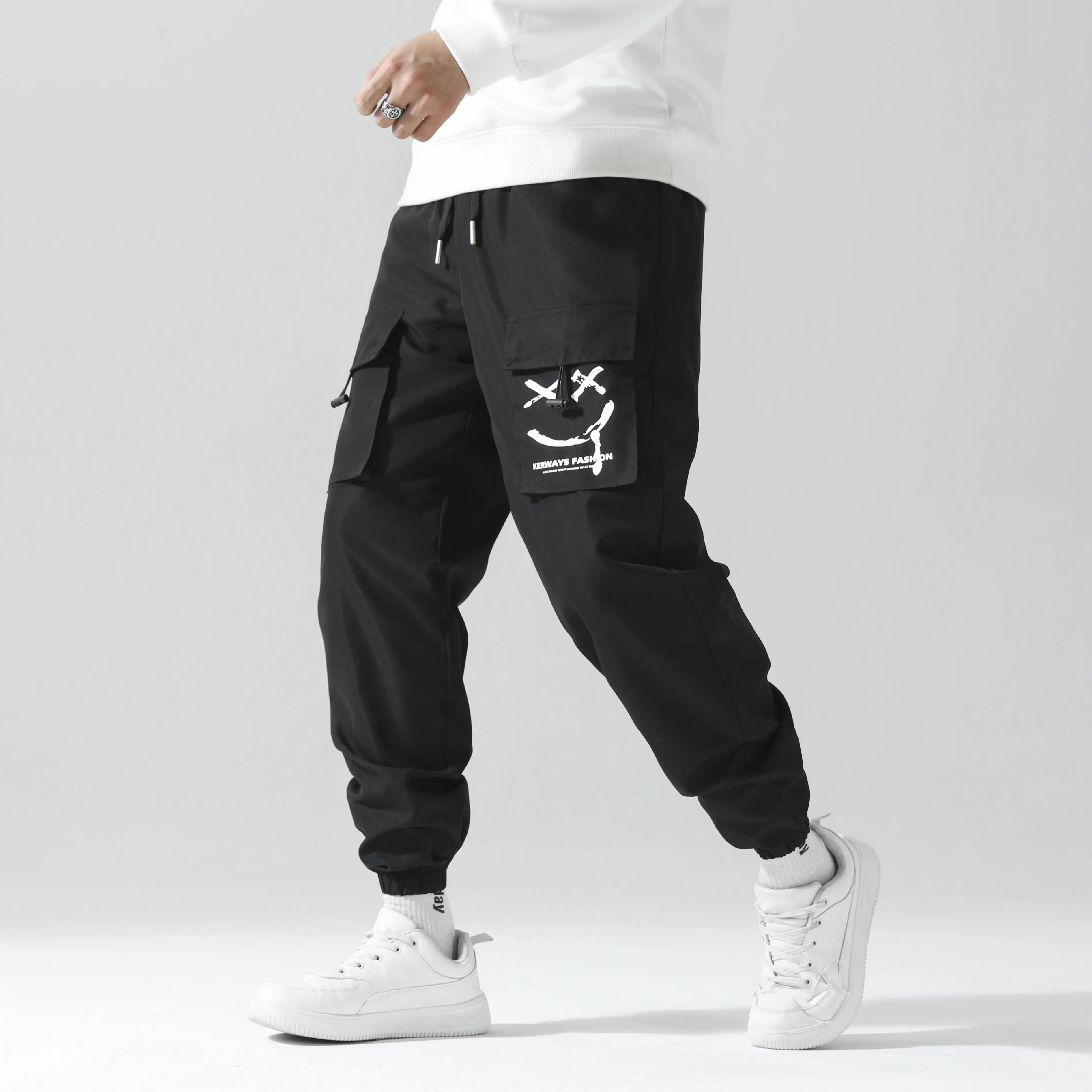 Youth Streetwear Cargo Joggers - Multi-Pocket Elastic Waist Trousers for Trendy Casual OOTD Streetwear pants, Cargo joggers, Youth streetwear, Mens casual trousers, Baggy cargo pants winter outing