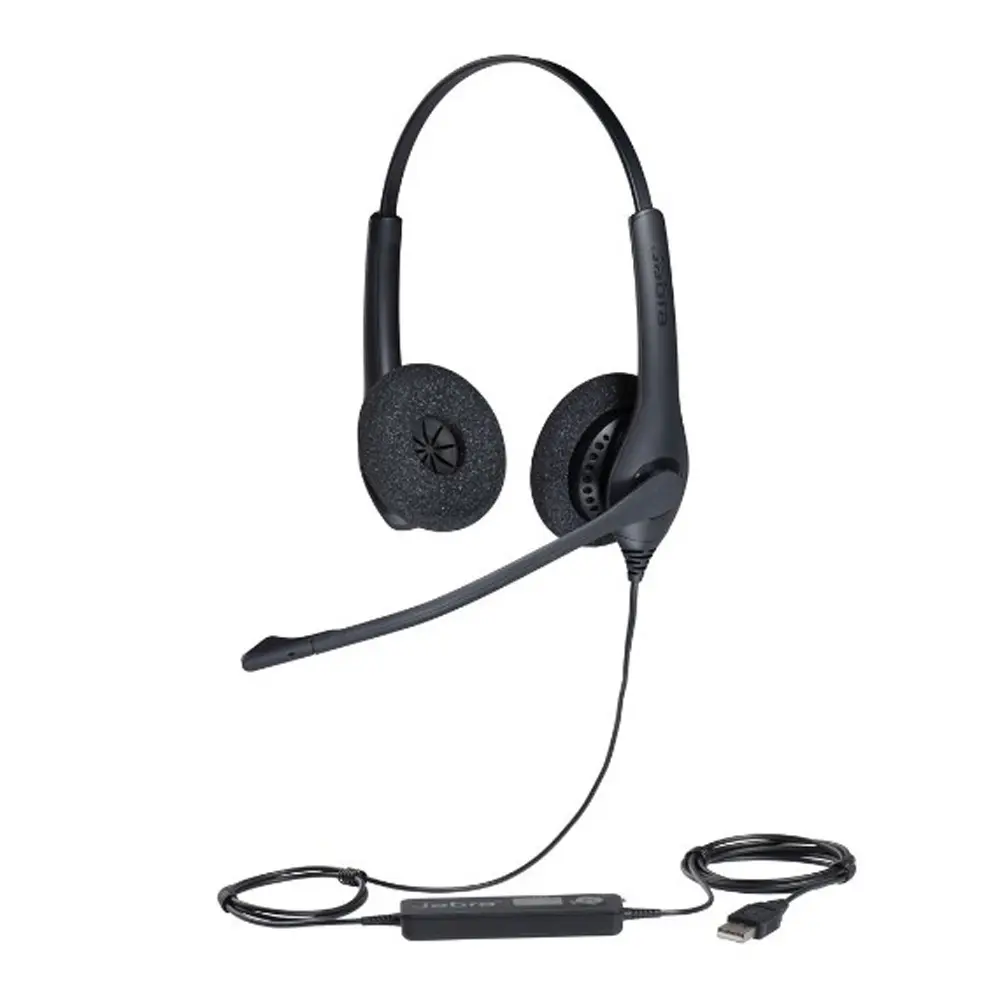 Jabra Biz 1500 Over-the-Head Stereo Noise-Canceling Headphone, 7.55 ft Wired Cable, USB Type A Plug Audio Headset