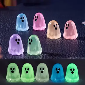 10 Random Color Glow-In-The-Dark Mini Ghosts Figurine DIY Decorations, Home Decor, Halloween Hanging Accessories, Micro Landscape Ornaments