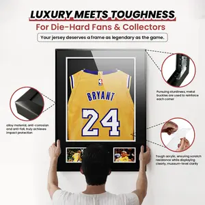 CCDCC Black Aluminum Jersey Frame – UV Protected Display Case for Signed Jerseys, Sports Memorabilia & Streetwear