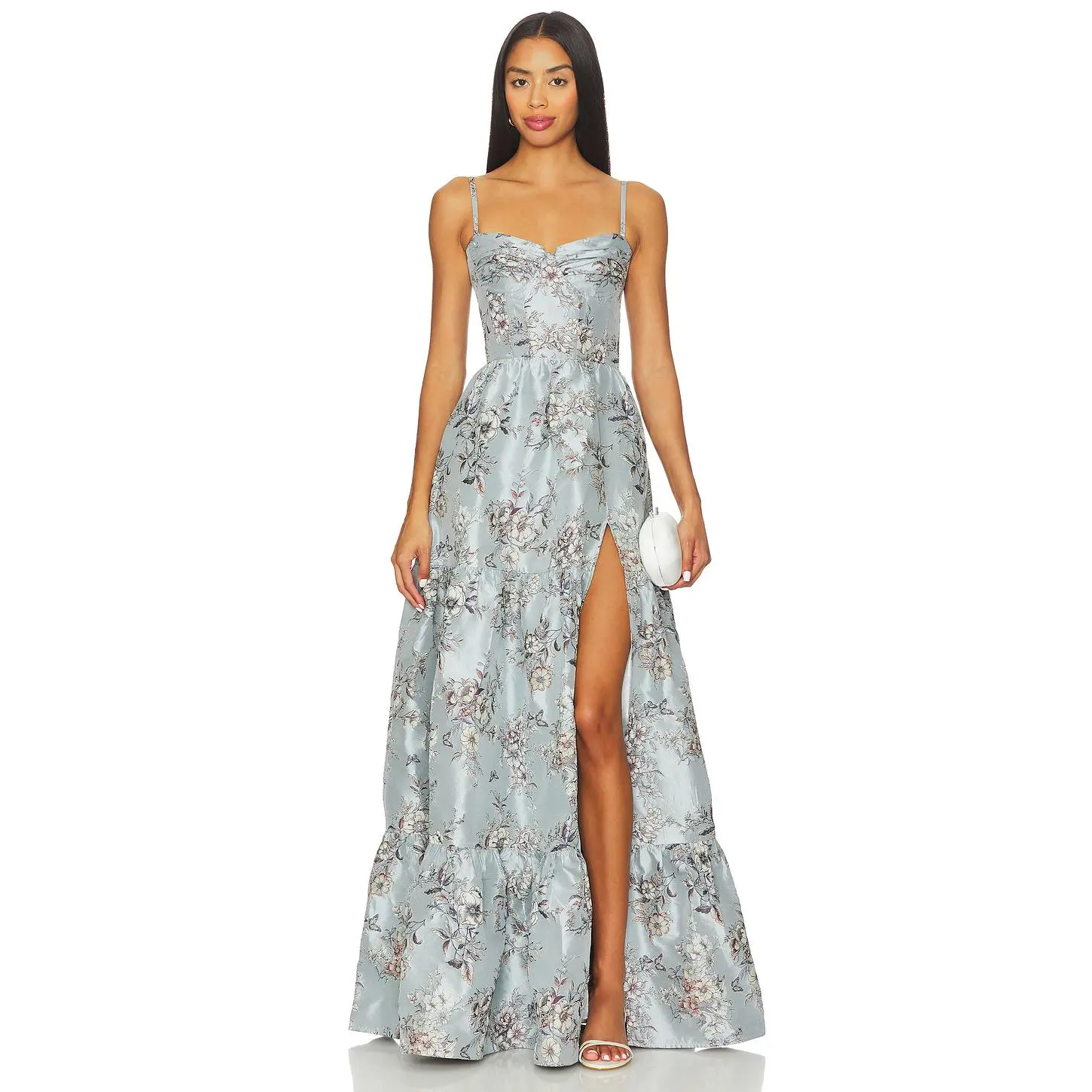 V. Chapman Lucetta Gown in Light Blue Lilibet Brocade