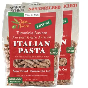 Whole Wheat Heirloom Grain from Italy: NonEnriched, Bronze DieCut, High Fiber, Slow Carb, SlowDried, Artisan Busiate Pasta, Made in Italy