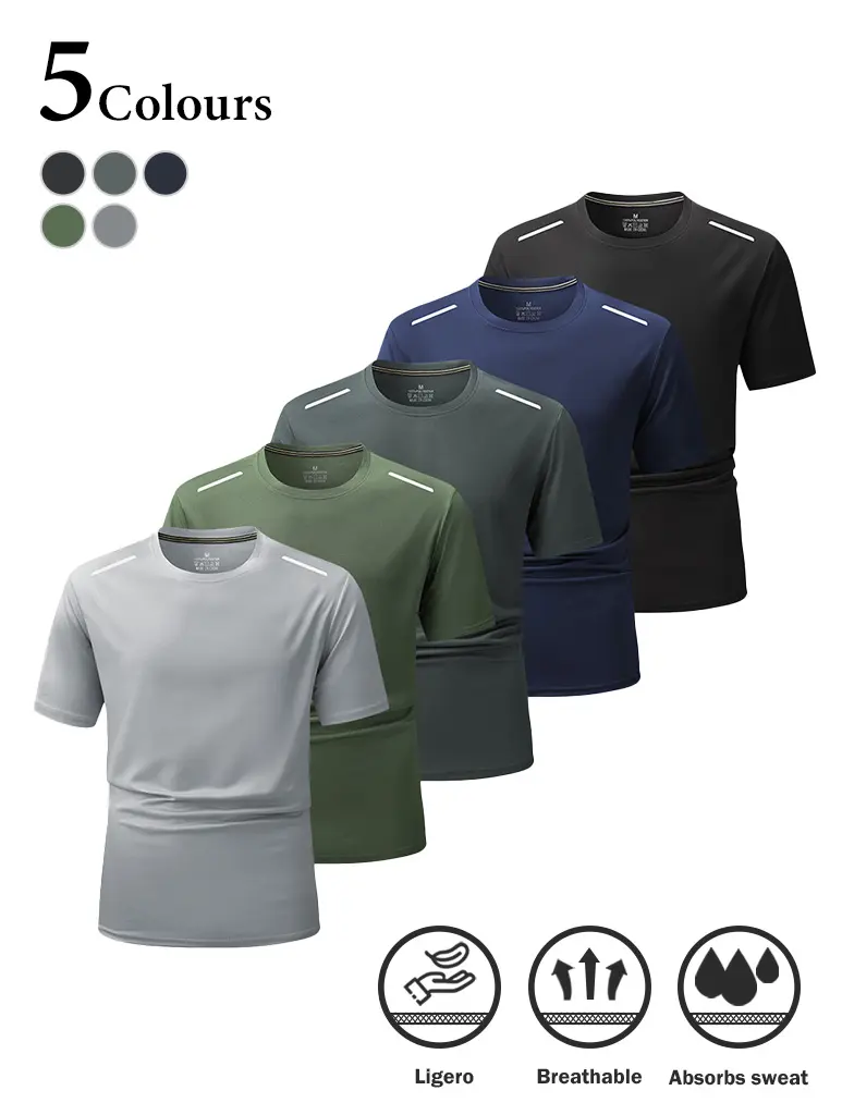 Men's Athletic Sports T-Shirt, Slim-Fit Short-Sleeve Lightweight Gym Top with Reflective Stripes, Breathable Cooling Activewear for Running, Gym Clothes, Twill, Stay Visible And Safe, Cooling Clothing, Machine Washable, Cold Wash, Permanent Press Cycle, B