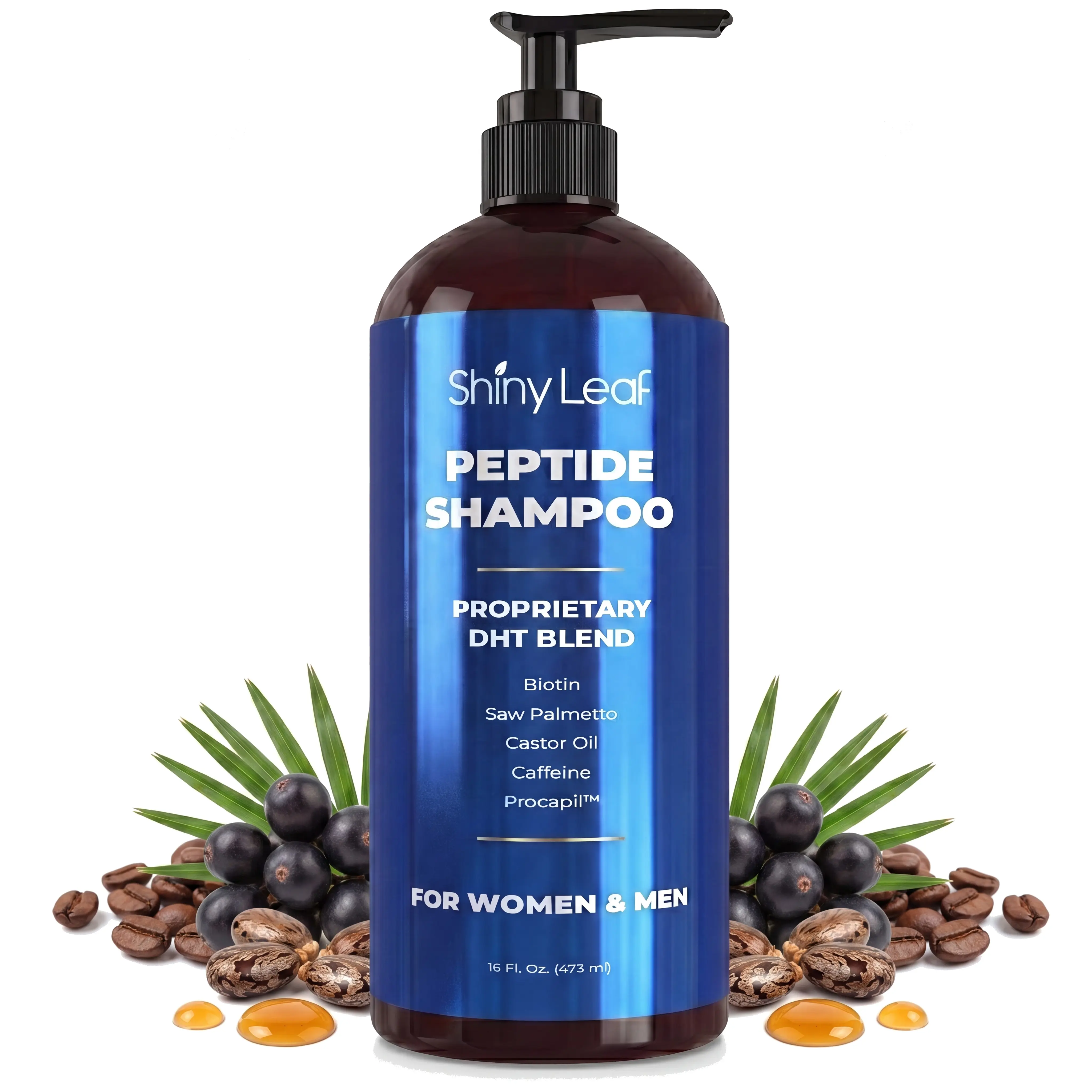 Peptide Shampoo for Thinning Hair and Hair Loss with Biotin, Caffeine & Saw Palmetto - Sulfate-Free, Color-Safe Daily Haircare, 16 fl oz, Peptides Blend, Scalp Health, Cleansing, Topical Peptides