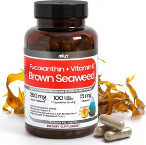 MIUT Fucoxanthin Brown Seaweed Extract Supplement 250mg - 10% Standardized Fucoxanthin w/Vitamin E & MCT Oil, Antioxidant & Metabolic Support - Vegan Marine Carotenoid Formula, Non-GMO - 100 Capsules. Third Party Lab. Tested.