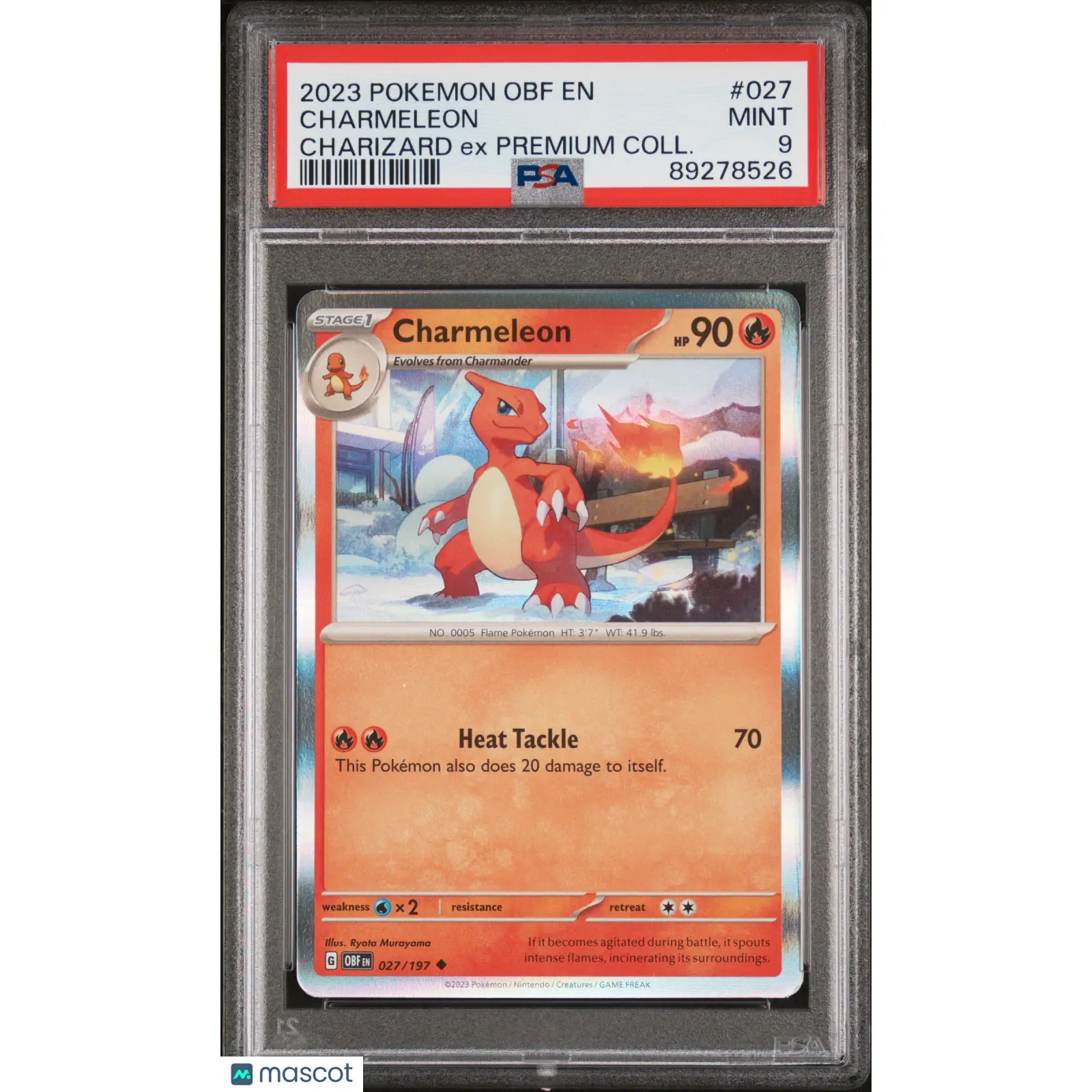 PSA 2023 Pokémon TCG Charmeleon #027 Obsidian Flames Holo 9 Graded Card