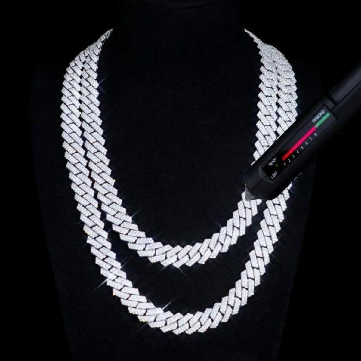 Moissanite 13MM Prong Cuban Link Chain Sterling Pass Test Lab Diamond Necklace Valentine's Day Gift For Him Jewellery PendantFashion