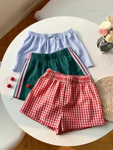 Summer Comfort Three-Piece Set, Loose Fit Home Shorts, Striped & Plaid Casual Pants, Outdoor Sports, Vacation, Streetwear, Checkered Shorts