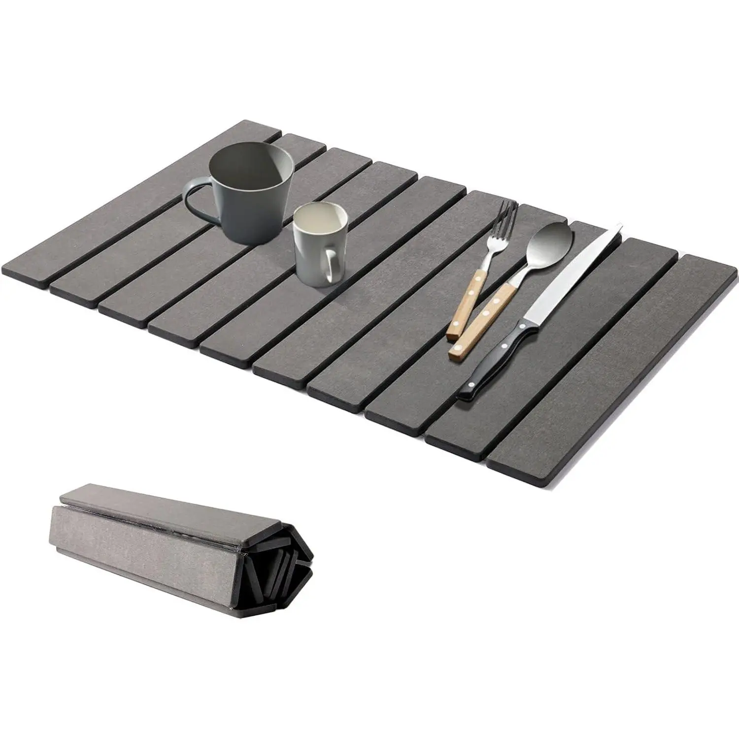 Drying Mat Stone Kitchen Counter, Foldable Stone Drying Stone for Kitchen Counter, Quick-Drying Stone Mat Dishes, Size 23.6"(L)x15.4"(W)