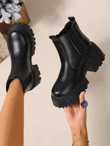 New Chelsea Boots for Women, Fashion Thick Sole Short Boots, Casual All-Season Motorcycle Boots, Work Ankle Boots, Pull On Boots, Perfect for Daily Wear & Cycling