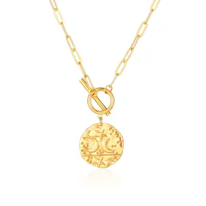 14K Gold Plated Layered Sun and Lock Pendant Necklace Layering Necklaces for Women -Pendant