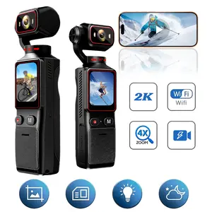 2K WiFi Video Camera 1080P HD, 180° Rotatable Lens, Night Vision, 4X Zoom, Audio & Video Recording, 32GB Memory Card, USB Charging Small Cam for Outdoor Sports